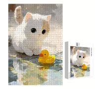 Puzzle 1200 Piezas Adultos Gato & Pato, Rompecabezas con Letras Traseras y Póster, Pasatiempo Antiestrés, Decoración de Pared, Regalo Decorar Mujer Hombre 75 x 50 cm (14 Años +) P3#1314