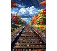 Puzzle 1200 Piezas Adultos Tren Hoja Arce, Retos Divertidos, Relajarse, Desarrolla la Concentraciòn Mentàl, Rompecabezas Adultos 1200 Piezas 75 x 50 cm
