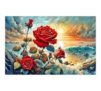 Puzzle 1200 Piezas, Atardecer en el mar de Rosas Puzzles para Adultos Niños,Rompecabezas de Adultos, Juguetes de Regalo Entretenimento Puzzle, Juego de Rompecabezas