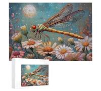 Puzzle 1200 Piezas, Libélula de Flores Puzzles para Adultos, Moderno DIY, Creativo Regalos, Juego de Habilidad Familia, Rompecabezas de Piso Juego de Rompecabezas y Juego Familiar 75 x 50 cm L-333