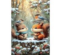 Puzzle 1200 Piezas para Adultos y Familia, Rompecabezas de Animales Ardillas Aves, 75x50 cm, Juego de Mesa de Descompresión y Pasatiempo, Regalo Creativo Navidad y Cumpleaños