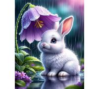 Puzzle 1314 Piezas, Conejito Flores en un día lluvioso Puzzles para Adultos,Rompecabezas de Adultos, Juguetes de Regalo Entretenimento Puzzle, Juego de Rompecabezas