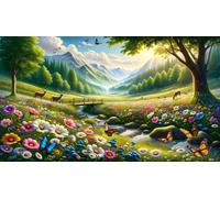 Puzzle 150 Piezas Adulto 35 x 25 cm,Animales de los Campos de Primavera Rompecabezas Clásico,Juego Educativo para Toda la Familia Decoración y Regalo