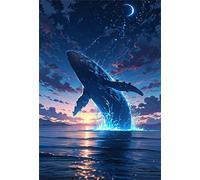 Puzzle 150 Piezas Ballenas Luna Puzzle, Desarrolla la Logica y la Observaciòn, Ejercita Paciencia Puzzles Adultos 150 Piezas 35 x 25 cm