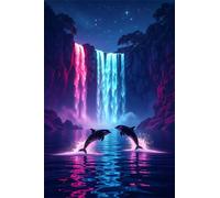 Puzzle 150 Piezas Delfín Cascada, Puzzles Imposible, Desafiante Acertijo, Juegos de Rompecabezas para Toda la Familia, Puzzle Adultos 150 Piezas 35 x 25 cm