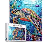 Puzzle 1500 Piezas Adultos, Animal Puzzle Tortuga marina Patrón Diseño, 87x57cm Gran Formato HD Color Jigsaw Adultos, DIY Artesanía con Embalaje de Caja de Regalo, Home Room Wall Decor Regalo,Model521
