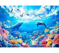 Puzzle 1500 Piezas Adultos,Arte de Rompecabezas DIY,Puzzles Juguetes Educativos Estimulantes Decoración del Hogar (Paisaje de Animales del océano Azul)