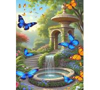 Puzzle 1500 Piezas Adultos Arte, Rompecabezas Entretenimiento Creativo, Diversión DIY, Puzzles Clásicos para Adultos, Colorido y con Estanque jardín Mariposas-Motivo