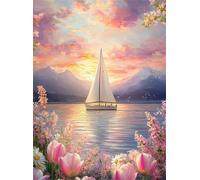 Puzzle 1500 Piezas Adultos Arte, Rompecabezas Entretenimiento Creativo, Diversión DIY, Puzzles Clásicos para Adultos, Colorido y con Atardecer en velero tulipán-Motivo