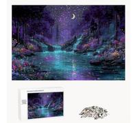 Puzzle 1500 Piezas Adultos Púrpura & Cielo Estrellado, Rompecabezas con Letras Traseras y Póster, Pasatiempo Antiestrés, Decoración de Pared, Regalo Decorar Mujer Hombre 87 x 57 cm (14 Años +) P3#285