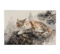 Puzzle 1500 Piezas Adultos, Puzzle 1500 Piezas de Madera, Rompecabezas para Adultos Gato Patrón, Rompecabezas Desafiante para Toda la Familia, Regalos Originales para Mujer Hombre, Tema: Retro, A-86