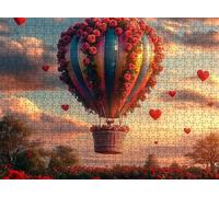 Puzzle 1500 Piezas Adultos, Rompecabezas de Madera 87 x 57 cm Puzzle -Un Desafío Divertido para Familia y Amigos, Actividad Creativa y Regalo Educativo, Decor pared, Atardecer globo aerostático f0-645