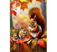 Puzzle 1500 Piezas Ardillas de Hojas de otoño | Puzzles Adultos | para Toda La Familia |87 x 57 cm | Entretenimiento Creativo Rompecabezas Adultos Regalo