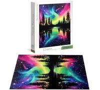 Puzzle 1500 Piezas Aurora, Puzzle Lago con Caja para Adultos, 87x57 cm, DIY 1500 Piezas Rompecabezas Madera para Adultos, Rompecabezas Desafiante para Decoracion Hogar y Pared, Regalo Mujer H-6963