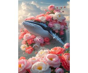 Puzzle 1500 Piezas Ballenas Flores, Puzzles Imposible, Desafiante Acertijo, Juegos de Rompecabezas para Toda la Familia, Puzzle Adultos 1500 Piezas 87 x 57 cm
