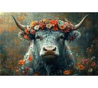 Puzzle 1500 Piezas Buey, Puzzle 1500 Piezas Adulto Flor, Rompecabezas de Madera para Adultos 90x60cm, Puzzles para Toda la Familia Cuadros Decoracion Salon Modernos Regalo Mujer Hombre RXPT-6168