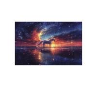 Puzzle 1500 Piezas, Caballo Puzzle 1500 Piezas Madera 60 x 90 Cm con Caja de Papel de Colores y Bolsa de Malla Portátil, Rompecabezas Cielo estrellado para Primavera Decoracion Pared Regalo LZPT-04364