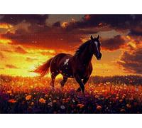 Puzzle 1500 Piezas Caballo Rompecabezas Adultos Atardecer Puzzles Desafío Imposible 87x57cm Rompecabezas DIY Pintura para Adultos y Chico Mayores 14 Años Regalos Mujeres para Decoración Hogar C-903