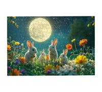 Puzzle 1500 Piezas Conejo, Puzzle Madera Luna, Clásico Rompecabezas Desafiante para Toda la Familia, Juguetes Rompecabezas Letras en la Parte Posterior, Regalos Originales para Hombre Decor -2131