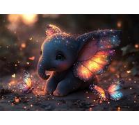 Puzzle 1500 Piezas Elefante Puzzle Mariposa Rompecabezas Adultos, Rompecabezas Pieza de Madera Jigsaw Arte, Jigsaw educa para Adultos y niños a Partir de 14 Años U-625
