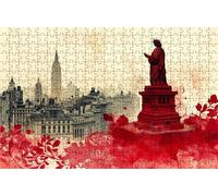 Puzzle 1500 Piezas Estatua De La Libertad, Puzzle 1500 Piezas Adulto Ciudad, Rompecabezas de Madera para Adultos 60x90 CM, Puzzles para Toda la Familia Cuadros Decoracion Salon Modernos Regalo RXPT392