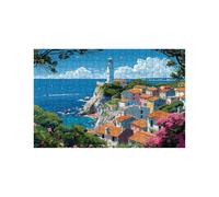 Puzzle 1500 Piezas, Faro Puzzle 1500 Piezas Madera 60x90 Cm con Caja de Papel de Colores y Bolsa de Malla Portátil, Rompecabezas Pequeño Pueblo para Primavera Decoracion Pared Regalo Mujer LZPT-01448