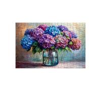 Puzzle 1500 Piezas, Florero Puzzle 1500 Piezas Madera 60x90 Cm con Caja de Papel de Colores y Bolsa de Malla Portátil, Rompecabezas Abstracto para Primavera Decoracion Pared Regalo Mujer LZPT-01076