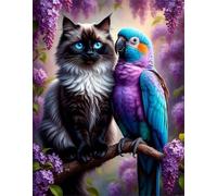Puzzle 1500 Piezas, Flores de Loro Gato Puzzles para Adultos,Rompecabezas de Adultos, Juguetes de Regalo Entretenimento Puzzle, Juego de Rompecabezas