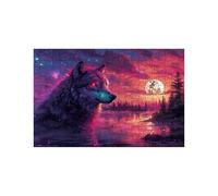 Puzzle 1500 Piezas Lobo Puzzle 1500 Piezas Adultos Luna Educativo Rompecabezas Madera para Toda la Familia Junta, Puzzles para Reducir el Estrés y Primavera Cuadros Decoracion 60x90Cm LZPT-00491
