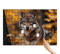 Puzzle 1500 Piezas Lobo, Rompecabezas Adultos, Juegos Educativos Familiares, Desafía el Puzzle Hojas Creativo, Conjunto Colorido e Interesante con Caja para Regalo Mujer Decoracion Habitacion S-2