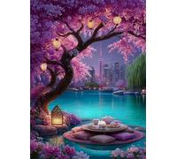 Puzzle 1500 Piezas Orilla del Lago de la Ciudad Tranquilo | Puzzles Adultos | para Toda La Familia | 87x57 cm | Entretenimiento Creativo Rompecabezas Adultos Regalo