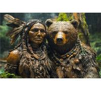 Puzzle 1500 Piezas, Oso Puzzle 1500 Piezas Adulto 90x60 cm, Puzzles Madera Indios Exquisito Embalaje en Caja de Papel, Bolsa de Malla Portátil para Regalo Hombre Mujer Decoracion Pared RXPT-6475