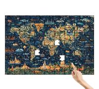 Puzzle 1500 Piezas para Adultos Mapa del Mundo, Puzzle Bote Juegos Educativos Desafiando Imposible, Conjunto Entretenimiento Divertido y Colorido con Caja para Decoracion Hogar Regalos para Hombre V-4