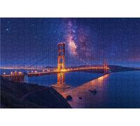 Puzzle 1500 Piezas Puente Golden Gate, Puzzle 1500 Piezas Adulto Cielo Estrellado, Rompecabezas de Madera para Adultos 60 x 90cm, Puzzles para Toda la Familia Decoracion Pared Regalo Mujer RXPT-7310