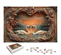 Puzzle 1500 Piezas, Puzzle Cisne con Caja Regalo, San Valentín Puzzles 1500 Piezas Adultos, Medidas: 87 x 57 cm, Rompecabezas Adultos de Madera, Rompecabezas Desafiante para Decoración Hogar, -7334