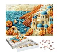 Puzzle 1500 Piezas, Puzzle Santorini de Madera para Adultos, Regalos -2178