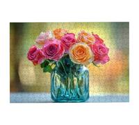 Puzzle 1500 Piezas Rosa, Puzzle Madera Flor, Clásico Rompecabezas Desafiante para Toda la Familia, Juguetes Rompecabezas Letras en la Parte Posterior, Regalos Originales para Hombre Decoración -1277