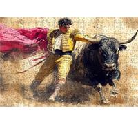 Puzzle 1500 Piezas, Torero Puzzle 1500 Piezas Adulto 90x60 cm, Puzzles Madera Toreo Exquisito Embalaje en Caja de Papel, Bolsa de Malla Portátil para Regalo Hombre Mujer Decoracion Pared RXPT-2587