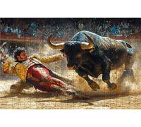 Puzzle 1500 Piezas Torero, Puzzle 1500 Piezas Adulto Buey, Rompecabezas de Madera para Adultos 90x60cm, Puzzles para Toda la Familia Cuadros Decoracion Salon Modernos Regalo Mujer Hombre RXPT-5844