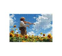 Puzzle 1500 Piezas, Violín Puzzle 1500 Piezas Madera 60 x 90cm con Caja de Papel de Colores y Bolsa de Malla Portátil, Rompecabezas Girasol para Primavera Decoracion Pared Regalo Mujer LZPT-00972