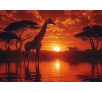 Puzzle 200 Pieces Giraffa al tramonto Impossible Rompecabezas Juegos Casuales Puzzle de Madera para Adultos y niños a Partir de 14, Cultivar la Paciencia y la concentración, Decoración del Hogar E-9