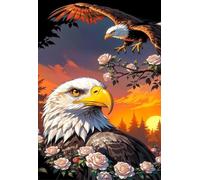 Puzzle 200 Piezas Adultos Animal Águila Flor, Retos Divertidos, Relajarse, Desarrolla la Concentraciòn Mentàl, Rompecabezas Adultos 200 Piezas 35 x 25 cm