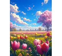 Puzzle 200 Piezas Adultos Campos Tulipanes, Desarrolla la Concentraciòn y la Logica Desafío de Entretenimiento para la Mente, Puzzles 200 Piezas 35 x 25 cm