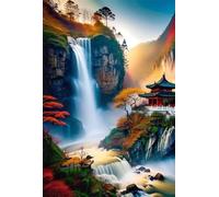 Puzzle 200 Piezas Adultos Cascada Montaña, Desarrolla la Concentraciòn y la Logica Desafío de Entretenimiento para la Mente, Puzzles 200 Piezas 35 x 25 cm