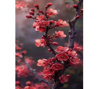 Puzzle 200 Piezas Adultos Flor Ciruelo Rojo, Retos Divertidos, Relajarse, Desarrolla la Concentraciòn Mentàl, Rompecabezas Adultos 200 Piezas 35 x 25 cm