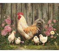 Puzzle 200 Piezas Adultos Gallo Flores, Desarrolla la Concentraciòn y la Logica Desafío de Entretenimiento para la Mente, Puzzles 200 Piezas 35 x 25 cm