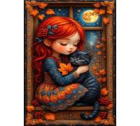 Puzzle 200 Piezas Adultos, Gata Chica Luna Puzzles Adultos, Desarrolla la Logica y la Concentraciòn Juguetes Educativos, Rompecabezas 200 Piezas 35x25 cm