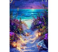Puzzle 200 Piezas Adultos Juguete Desafío y Juego Educativo Puzzle para Adultos 200 Piezas, Rompecabezas Imposible Colorido, Playa con Vista Nocturna 35x25cm