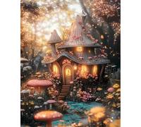 Puzzle 200 Piezas Adultos Juguete Desafío y Juego Educativo Puzzle para Adultos 200 Piezas, Rompecabezas Imposible Colorido, Casa de Hongos de otoño 35x25cm