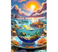 Puzzle 200 Piezas Adultos Paisaje Amanecer Océano, Retos Divertidos, Relajarse, Desarrolla la Concentraciòn Mentàl, Rompecabezas Adultos 200 Piezas 35 x 25 cm
